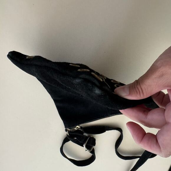 FREE PEOPLE Black Suede Grommet Studded Crossbody Bag - Picture 5 of 8